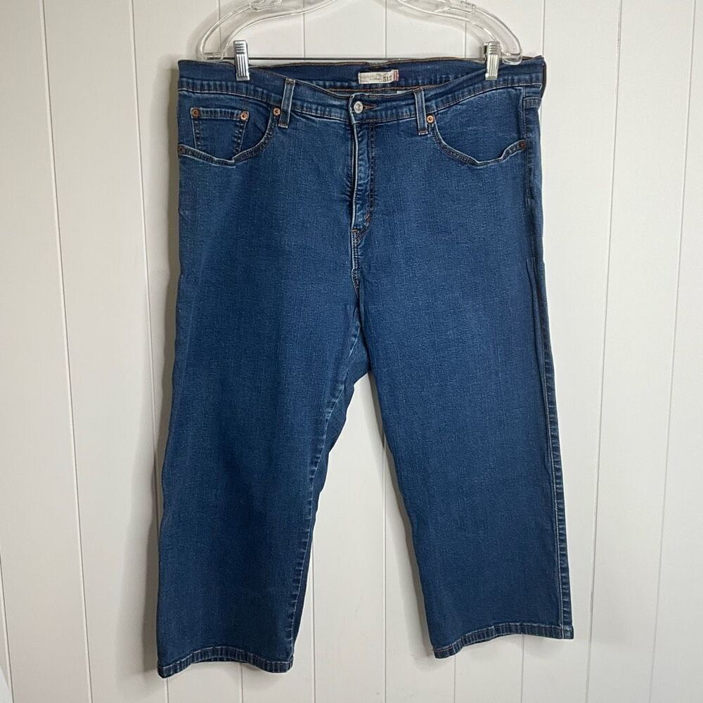 Levis 512 Women Plus Size 24 High Rise Capri Denim Jeans Blue Perfectly Slimming
